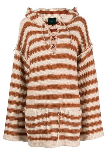 Jejia Carla striped-knit hoodie - Nude