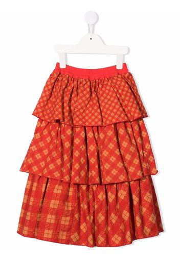 Jelly Mallow geometric-print ruffled skirt - Rot