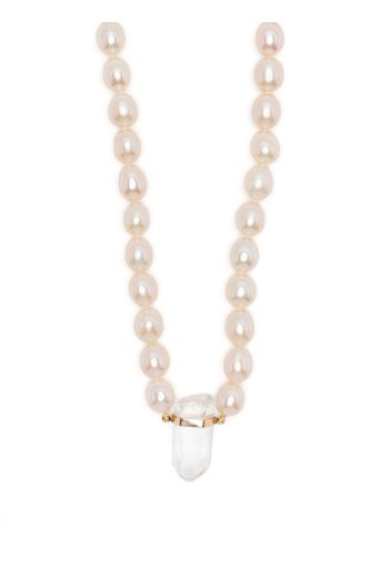 JIA JIA 14kt yellow gold ocean pearl crystal quartz charm necklace - Weiß