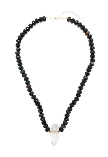 JIA JIA 14kt yellow gold tiger eye and quartz beaded necklace - Schwarz