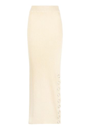 Jil Sander snap-button rib-knit maxi skirt - Nude