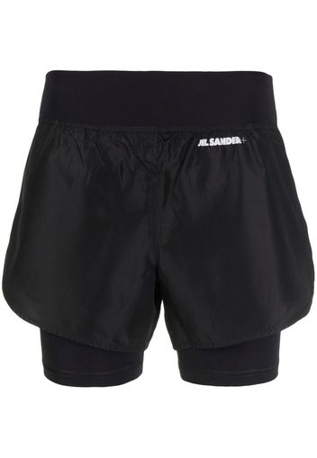 Jil Sander + logo-print layered shorts - Schwarz