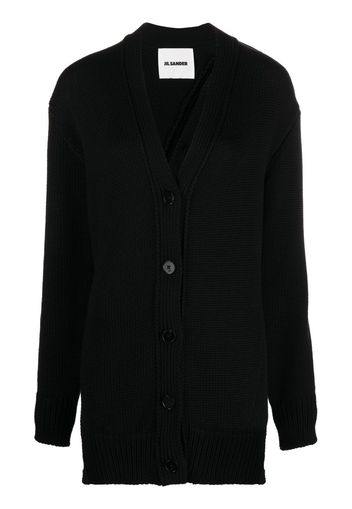 Jil Sander asymmetric button wool cardigan - Schwarz