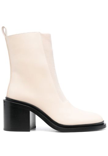 Jil Sander leather block-heel boots - Nude