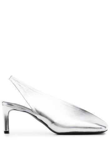 Jil Sander metallic-finish square toe leather pumps - Silber