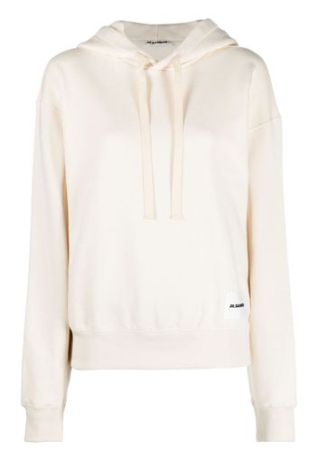 Jil Sander logo-patch drawstring hoodie - Nude