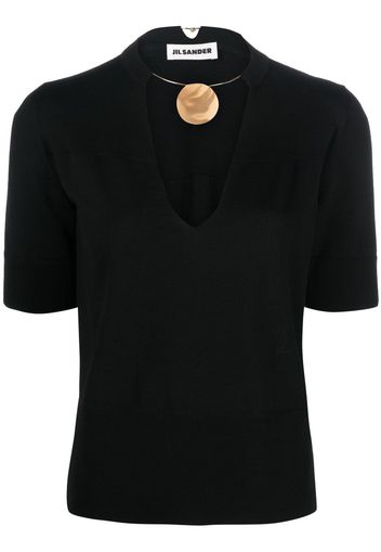 Jil Sander choker-neck short-sleeve top - Schwarz