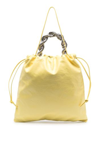 Jil Sander metallic top-handle leather tote bag - Gelb