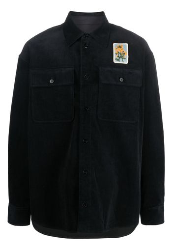 Jil Sander embroidered patch corduroy shirt - Blau