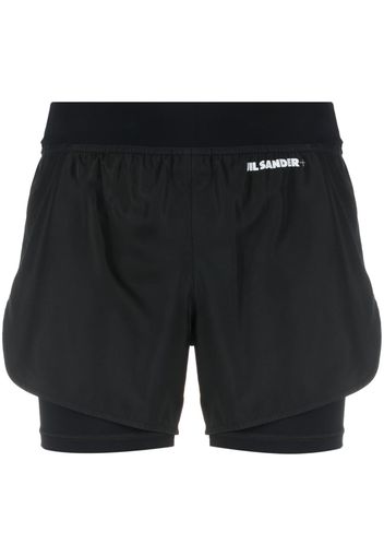 Jil Sander logo-print layered shorts - Schwarz