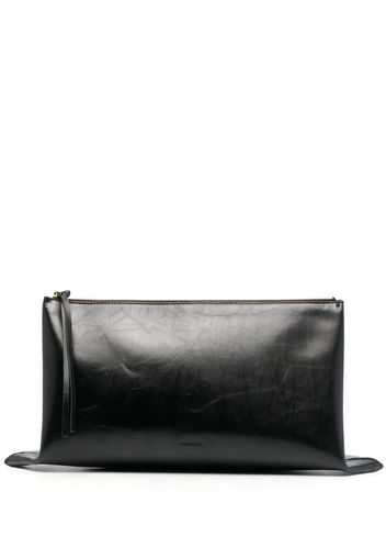 Jil Sander debossed-logo leather clutch - Schwarz