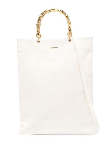 Jil Sander metallic-handle leather tote bag - Weiß