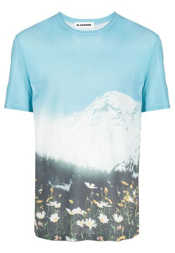 Jil Sander graphic-print cotton T-shirt - Blau