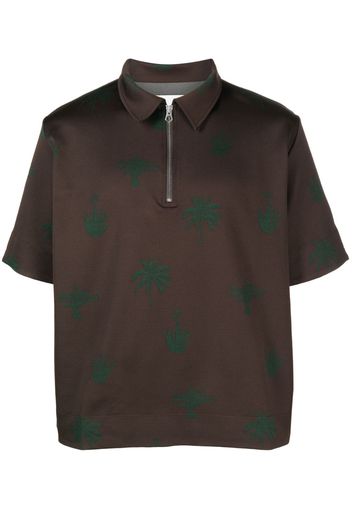 Jil Sander palm tree-print polo shirt - Braun