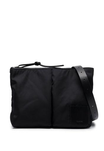 Jil Sander leather-trim canvas shoulder bag - Schwarz