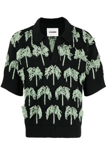 Jil Sander palm-tree knitted polo shirt - Schwarz