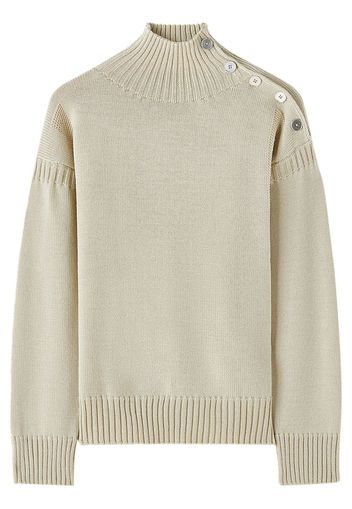 Jil Sander LS HIGH NECK JUMPER WITH BUTTONED N - Nude