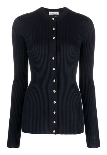 Jil Sander ribbed-knit long-sleeved cardigan - Blau