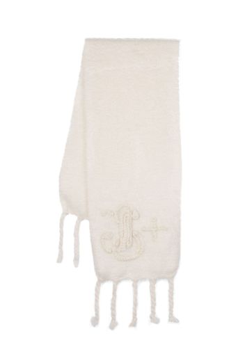 Jil Sander logo-embroidered mohair-wool scarf - Nude