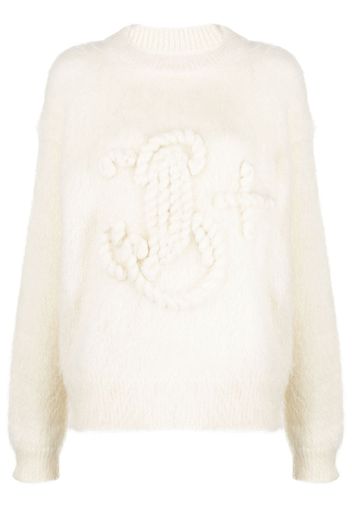 Jil Sander logo-embroidered chunky-knit jumper - Weiß