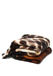 Jil Sander abstract-print embroidered-logo blanket - Braun