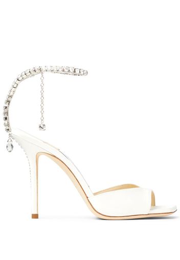 Jimmy Choo Saeda 100mm crystal-strap sandals - Weiß