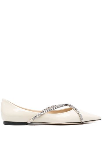 Jimmy Choo Genevi crystal-chain ballerina shoes - Nude