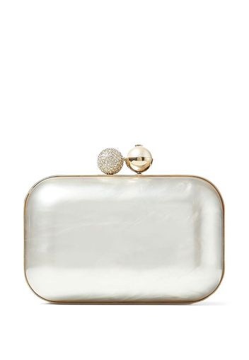 Jimmy Choo Cloud crystal-embellished metallic clutch bag - Silber