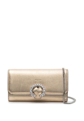 Jimmy Choo Madeline crystal-buckle clutch - Gold