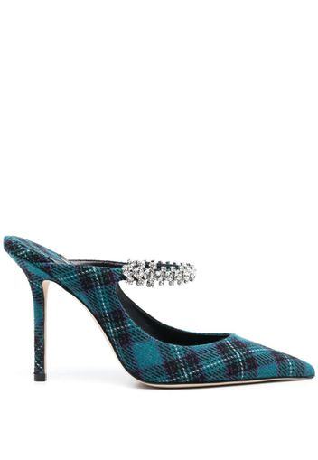 Jimmy Choo Bing 100mm tartan mules - Blau