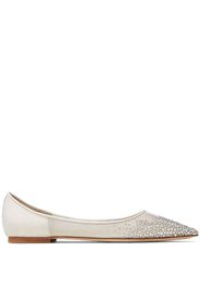 Jimmy Choo Love flat crystal-embellished ballerina shoes - Weiß