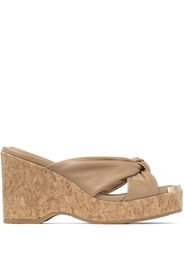 Jimmy Choo Avenue wedge 110mm mules - Nude