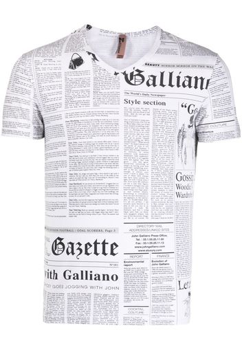 John Galliano Pre-Owned 2000s Gazette T-Shirt mit Print - Weiß