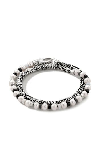 John Hardy sterling silver pearl wrap bracelet - Silber