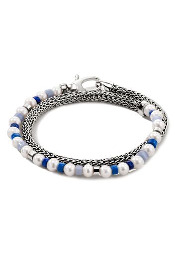 John Hardy sterling silver pearl wrap bracelet - Silber