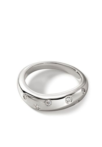 John Hardy Surf Band pavé-set diamonds ring - Silber