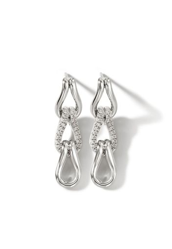 John Hardy Surf Pavé Link drop earrings - Silber