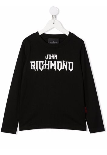 John Richmond Junior Langarmshirt mit Logo-Print - Schwarz