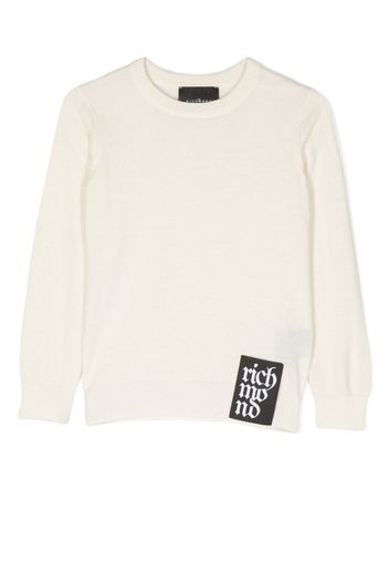 John Richmond Junior logo-patch wool-blend jumper - Weiß