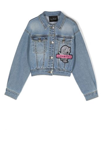 John Richmond Junior Jeansjacke mit Patch-Detail - Blau