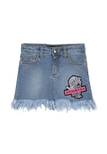 John Richmond Junior logo-patch denim mini skirt - Blau