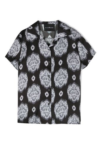 John Richmond Junior crest-print camp-collar shirt - Schwarz