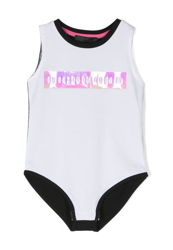 John Richmond Junior iridescent logo-print bodysuit - Weiß