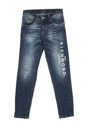 John Richmond Junior Amadir logo-print jeans - Blau