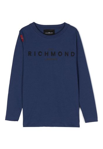 John Richmond Junior Rikigi T-Shirt mit Logo-Stickerei - Blau