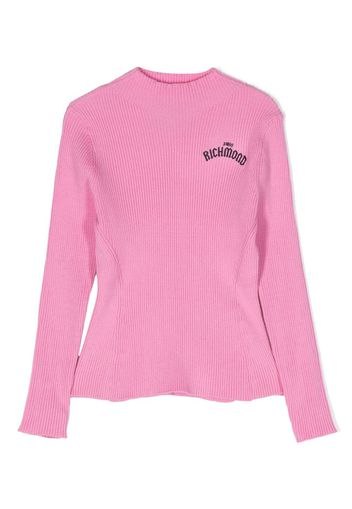 John Richmond Junior logo-embroidered ribbed-knit jumper - Rosa