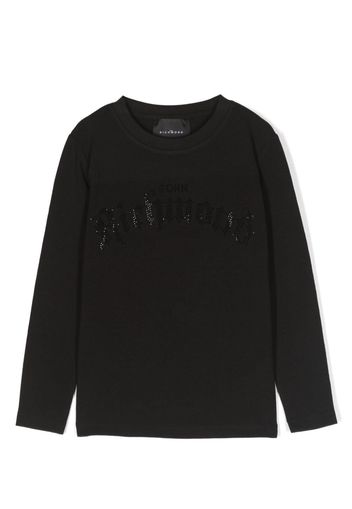 John Richmond Junior bead-logo long-sleeve T-shirt - Schwarz