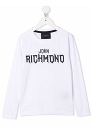 John Richmond Junior Langarmshirt mit Logo-Print - Weiß