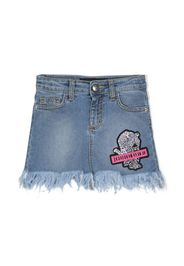 John Richmond Junior logo-patch denim mini skirt - Blau