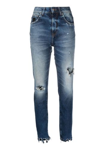 John Richmond Skinny-Jeans mit Logo-Patch - Blau